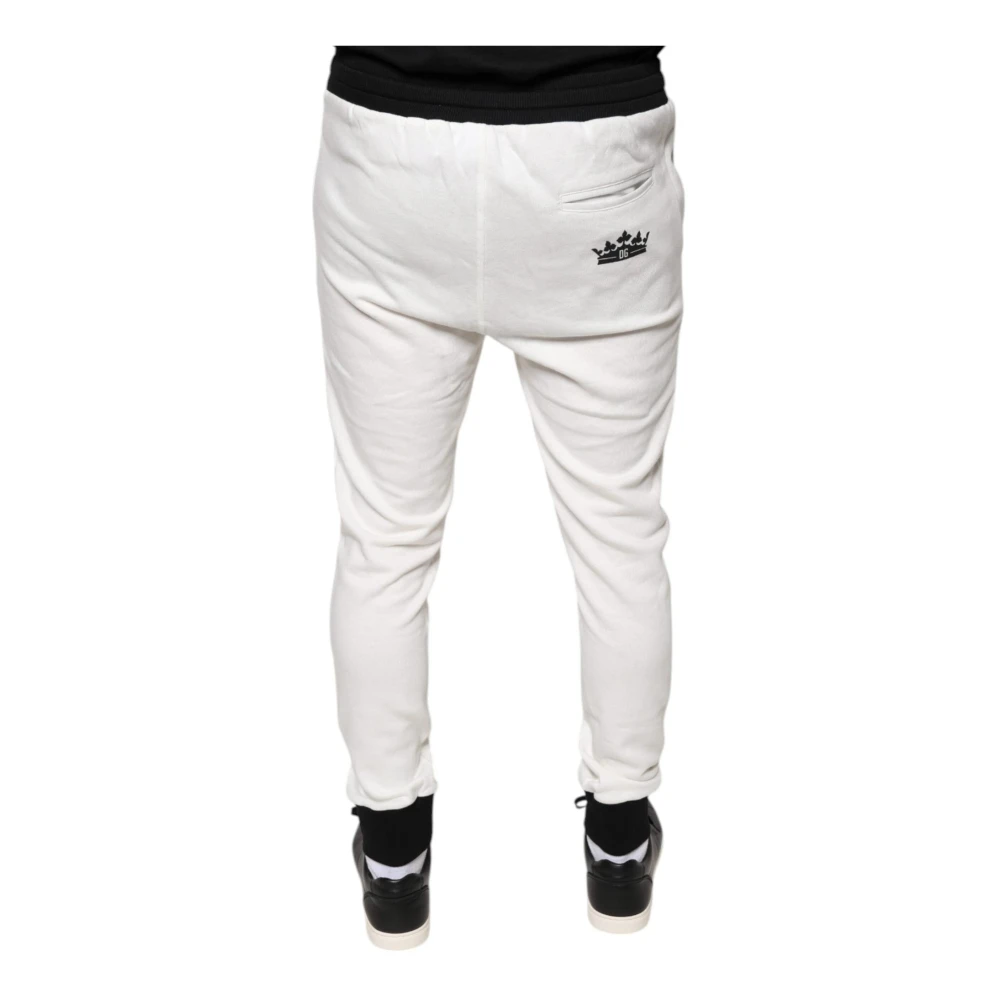 Dolce & Gabbana Witte Katoenen Jogger Sweatpants met Trekkoordsluiting White Heren