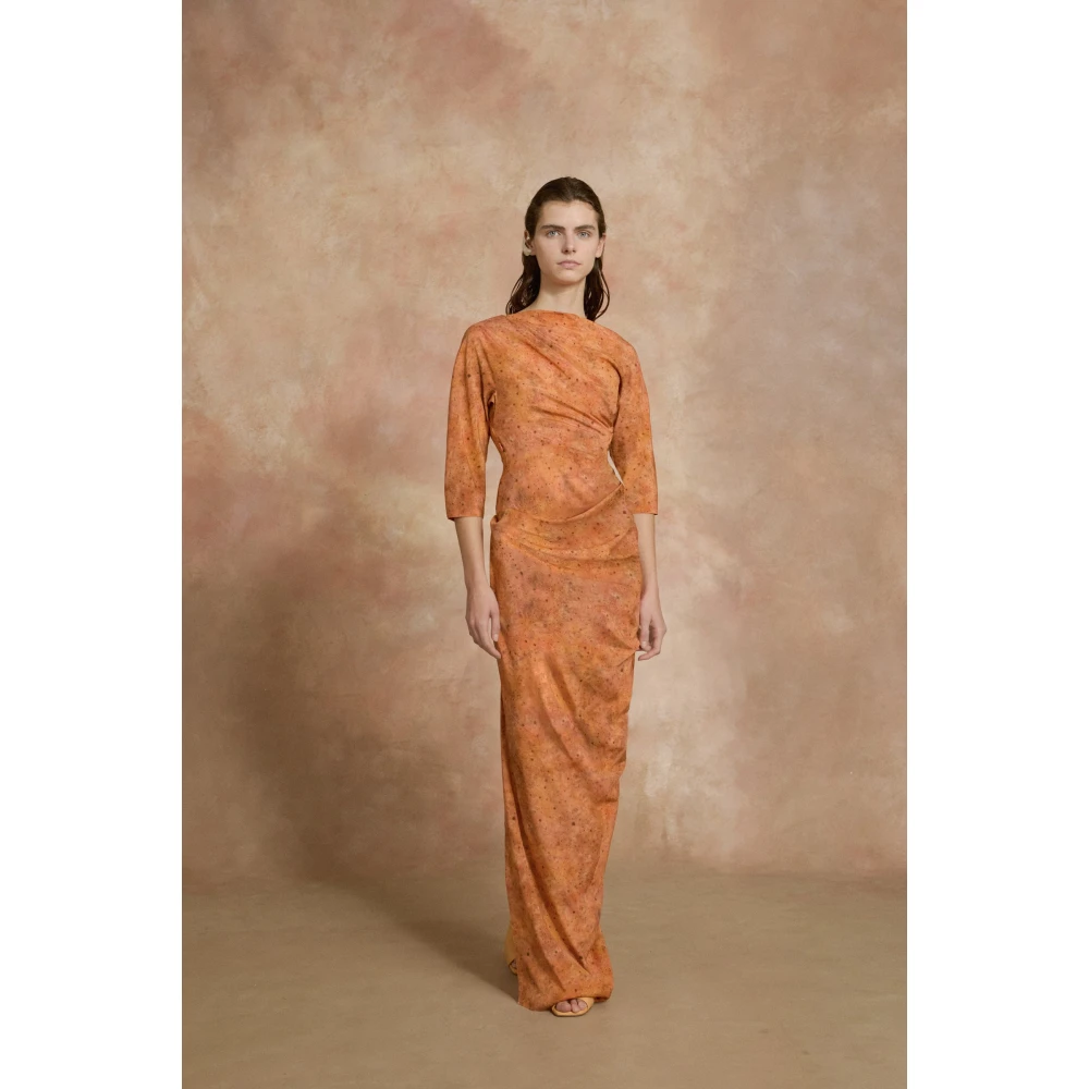 Cortana Anja zijden jurk sora print Orange Dames