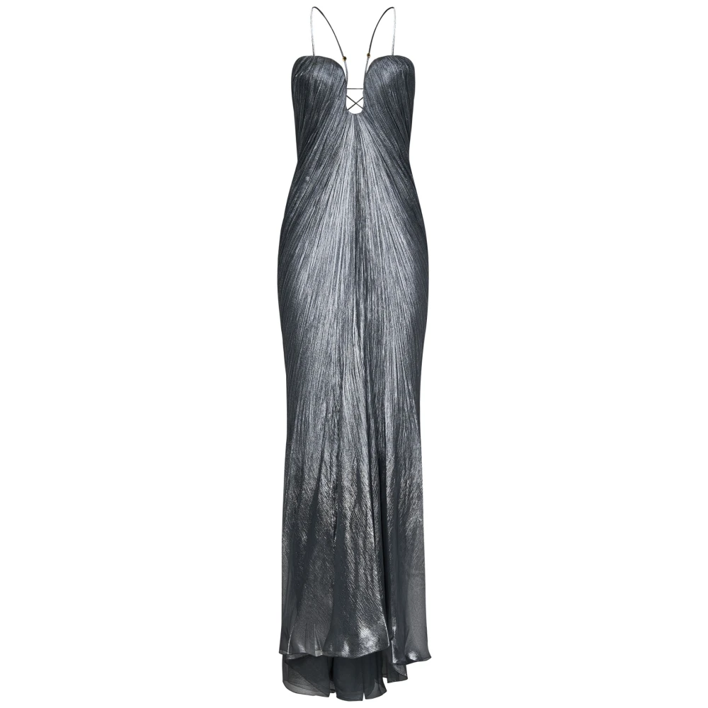Maria Lucia Hohan Bosgroene Zijden Jurk met Geschulpte Details Gray Dames