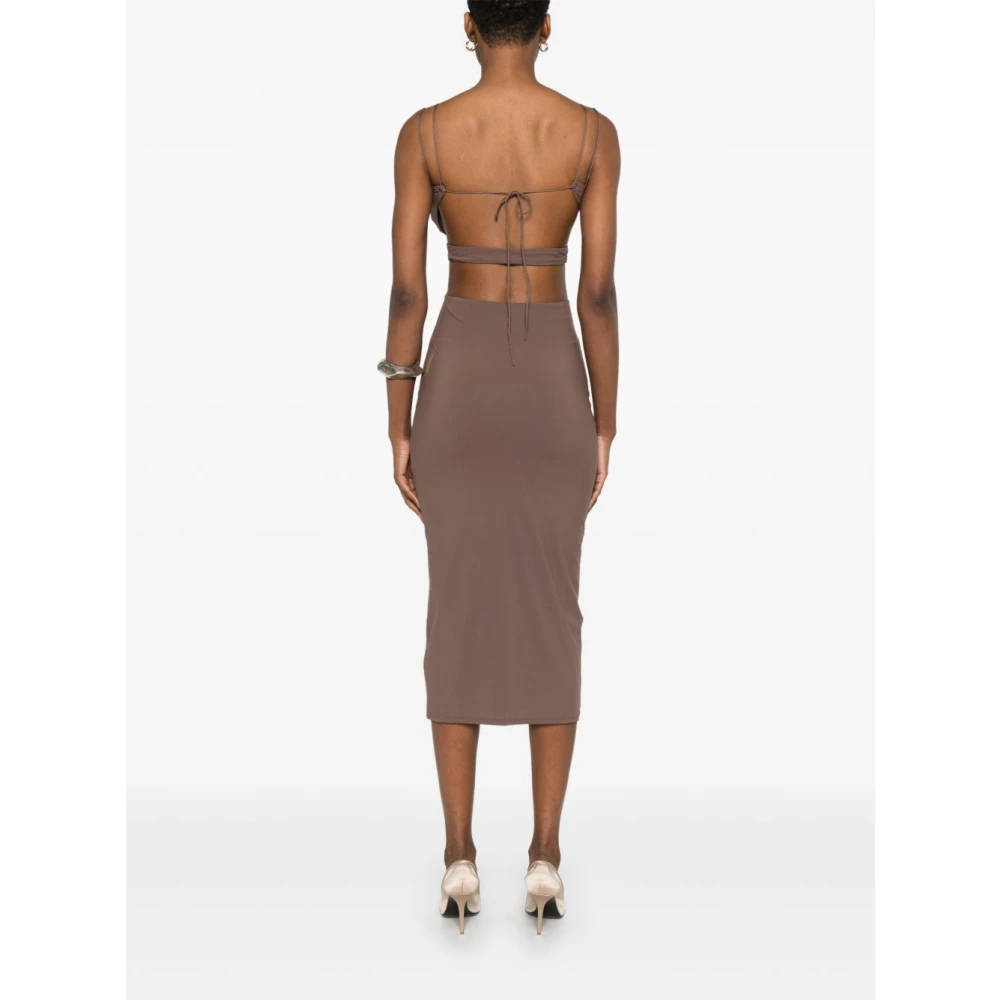 Amazuin Bruine Cut-Out Spaghetti Strap Jurk Brown Dames
