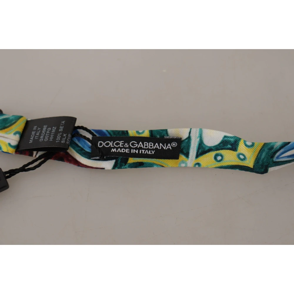 Dolce & Gabbana Majolica Print Zijden Vlinderstrik Multicolor Heren