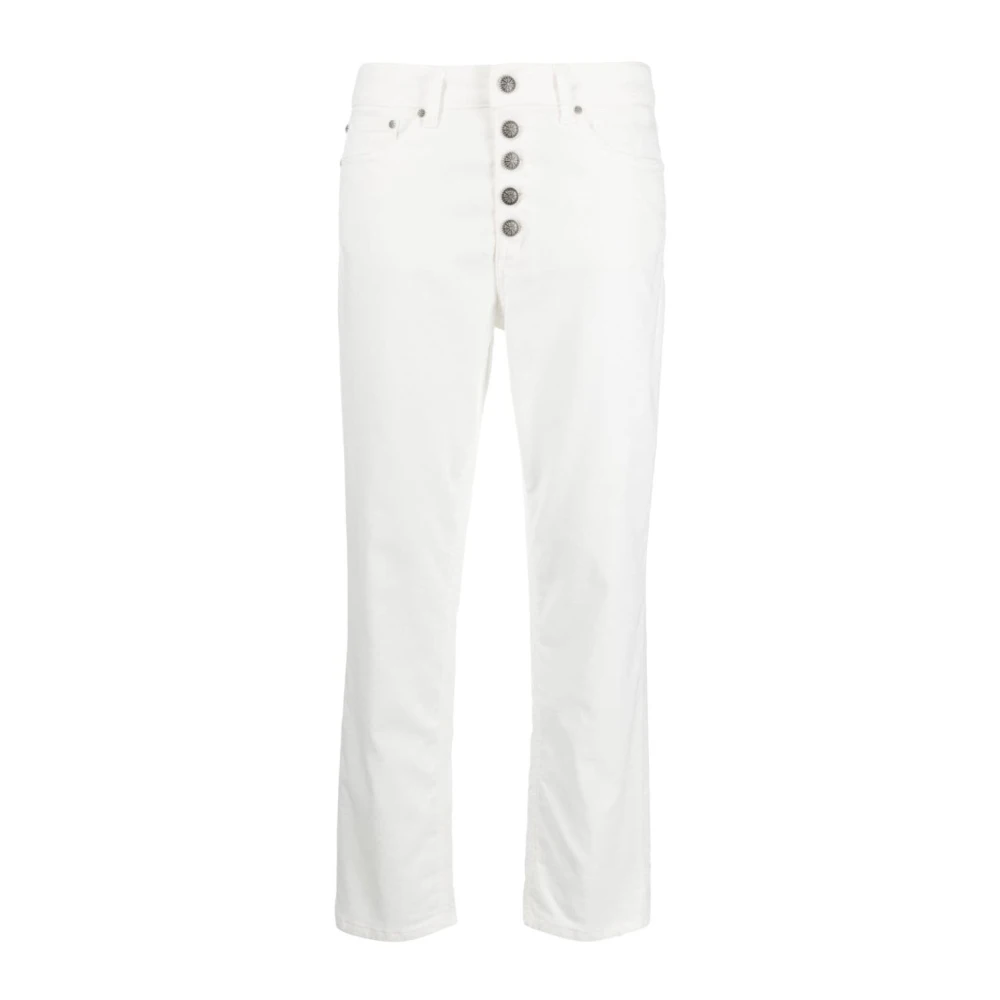 Dondup Cropped Jeans met `Koons Bot Gioie` Design White Dames