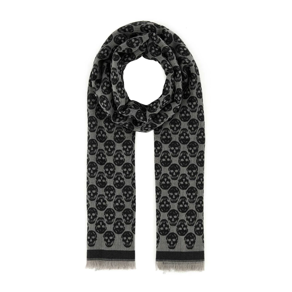 Alexander Mcqueen Men's Multicolor Scarves, One Size, Embroidered Wool Blend Foulard Scarf