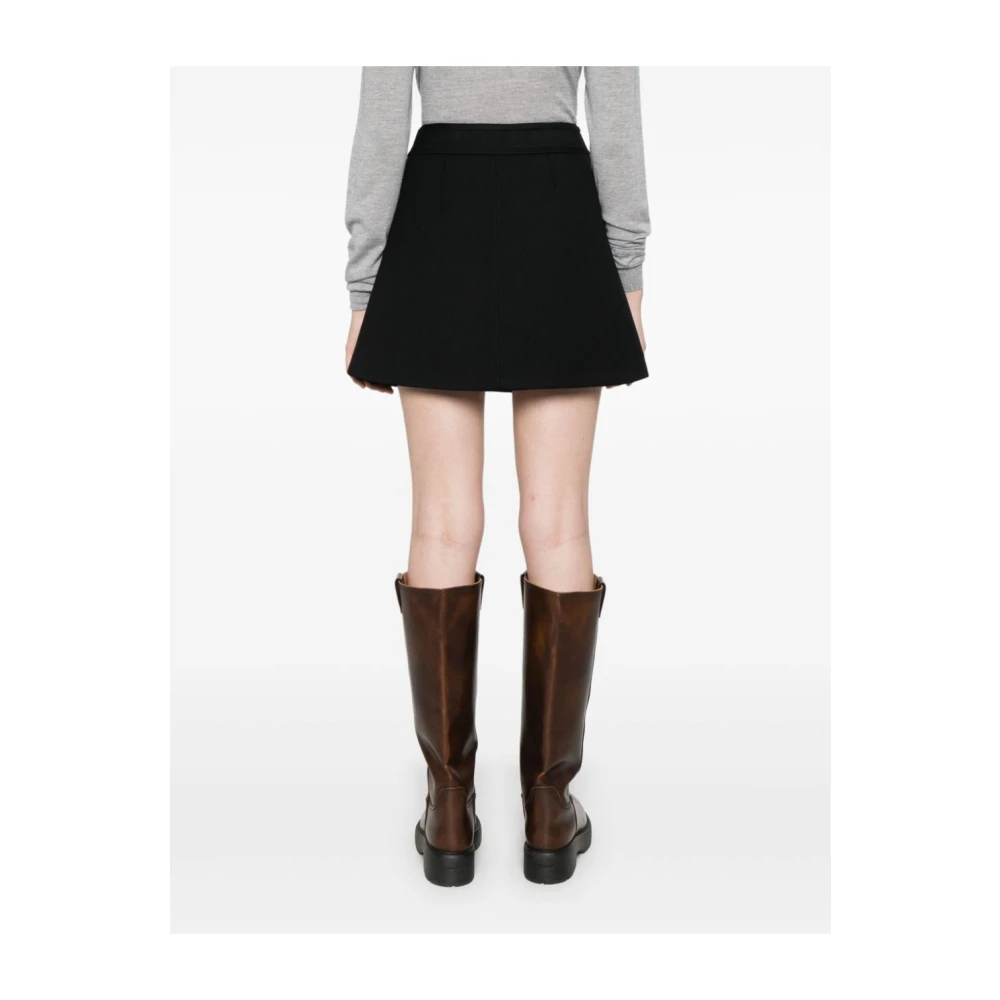 Celine Zwarte Trapeze Mini Rok Black Dames