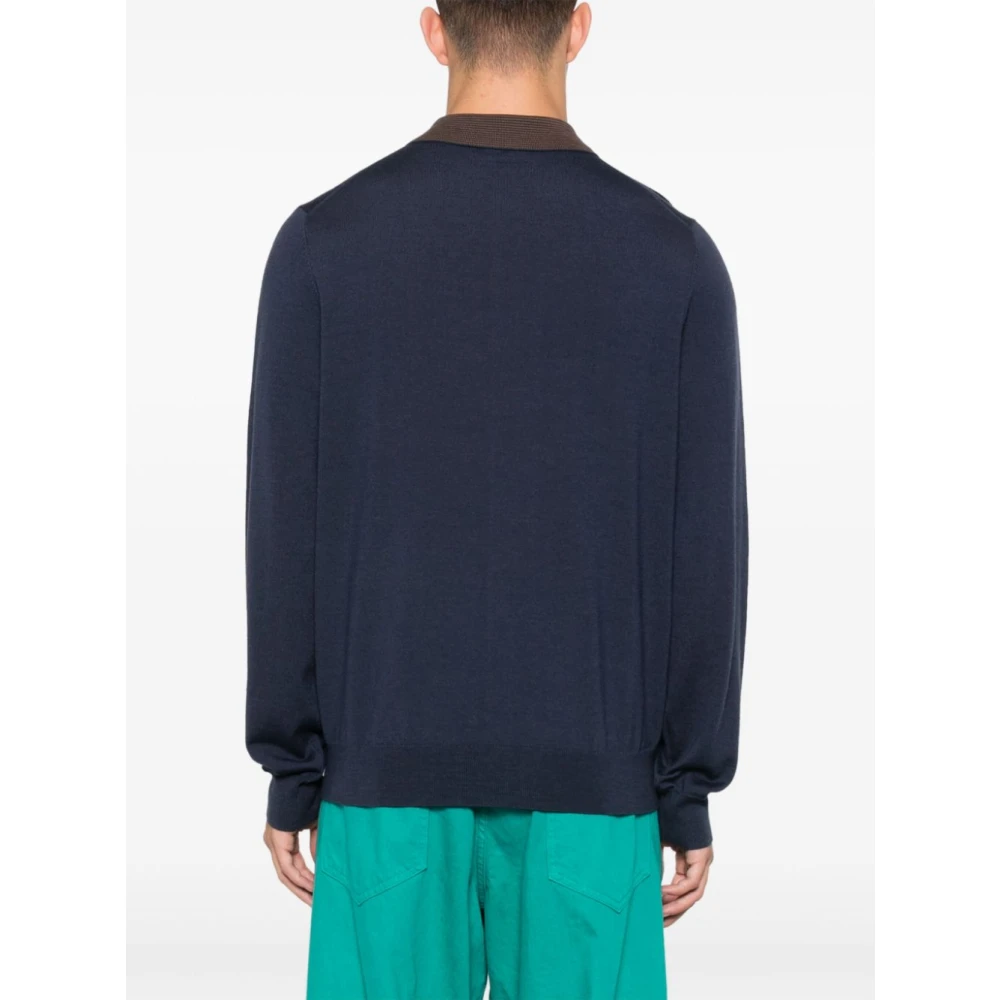 PS By Paul Smith Blauw Gestreepte Kraag Cardigan Sweater Blue Heren