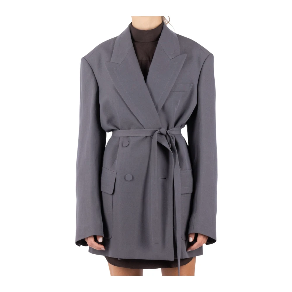 Dries Van Noten Talpa Wollen Jas Gray Dames