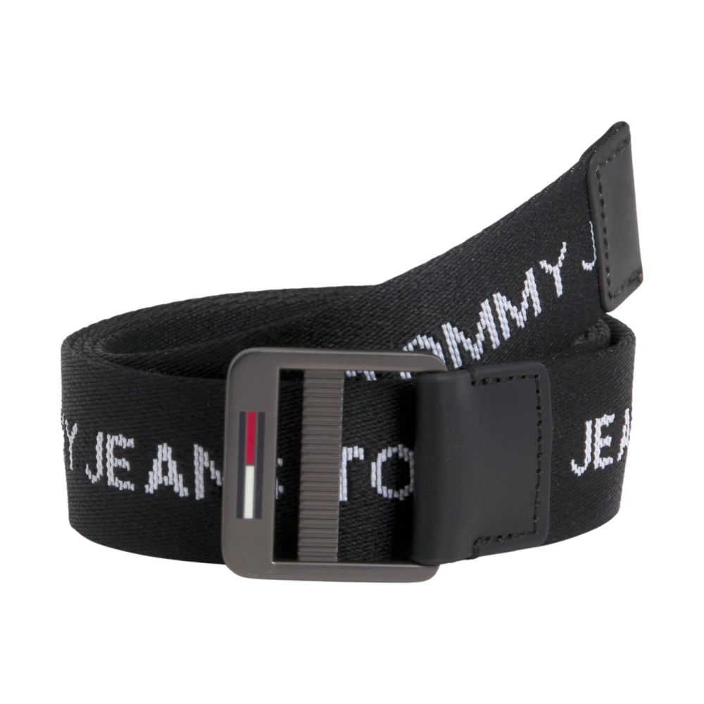 Tommy Hilfiger Men's Black Belts, 100 Cm, Casual Polyester Belt With Logo