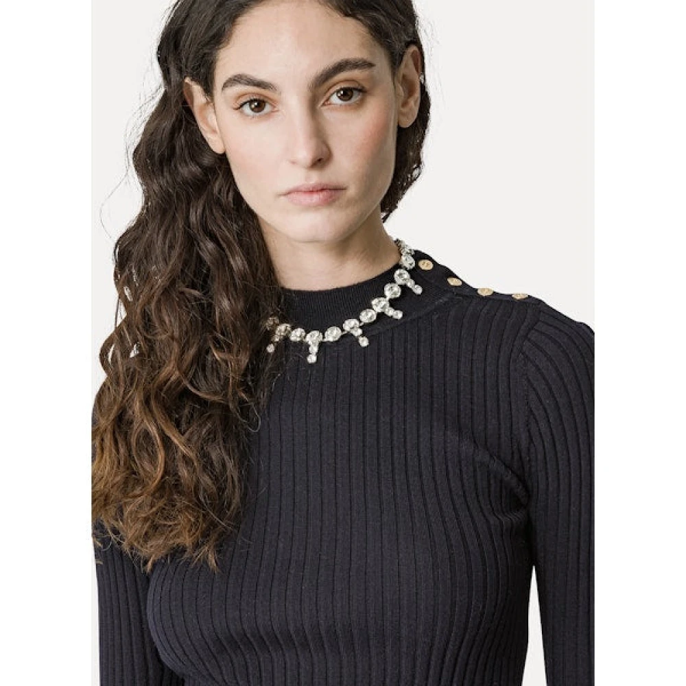 Forte Geribbeld Merinos Turtleneck Sweater Black Dames