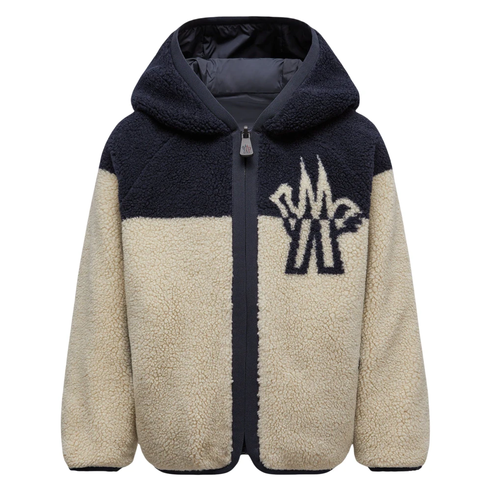 Moncler Beige Winter Jackets, Unisex, 8 Y, Grenoble Reversible Zip Up Cardigan