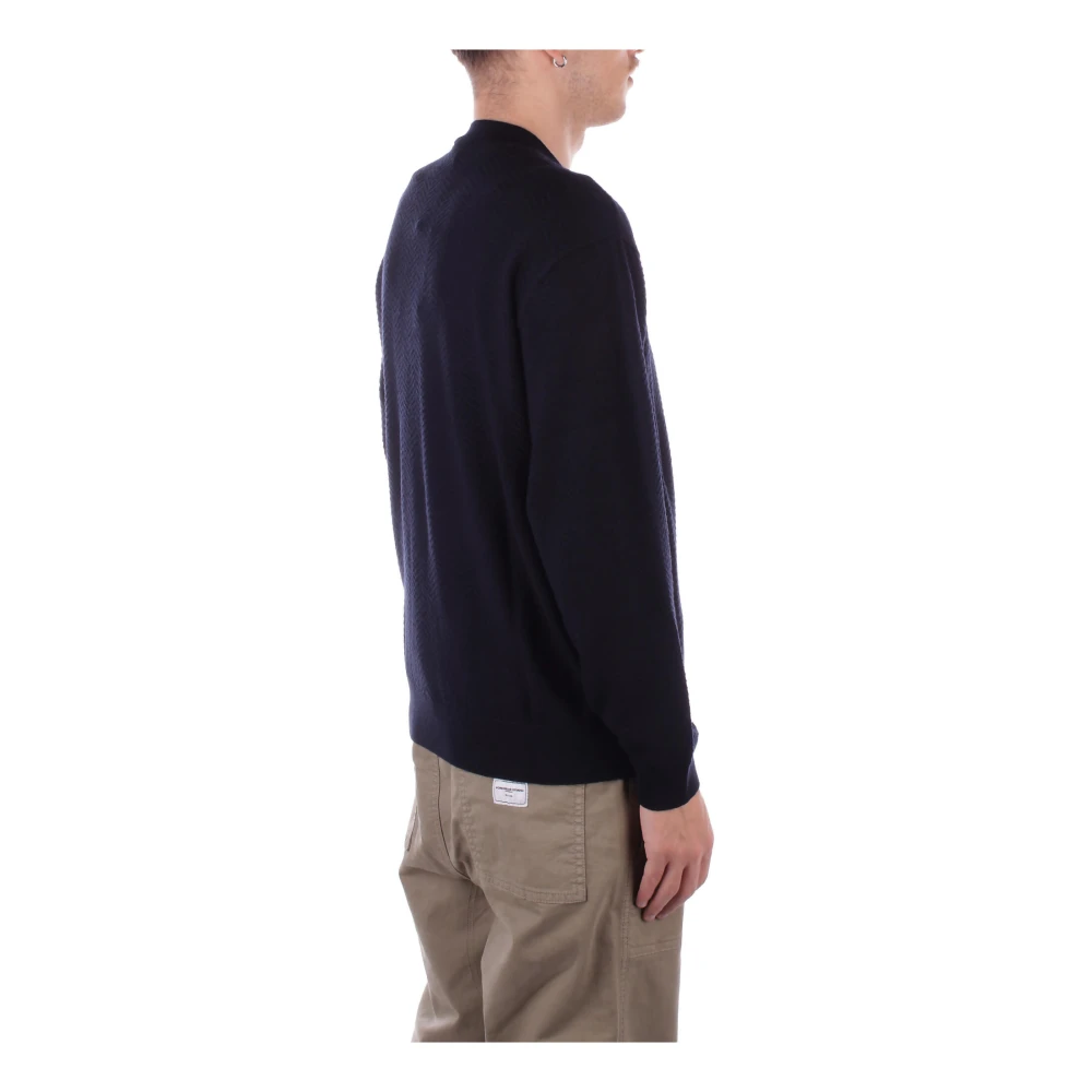 Emporio Armani Blauwe Logo Front Sweater Blue Heren