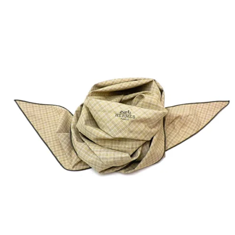 Hermès Vintage Pre-owned Cotton scarves Beige Dames