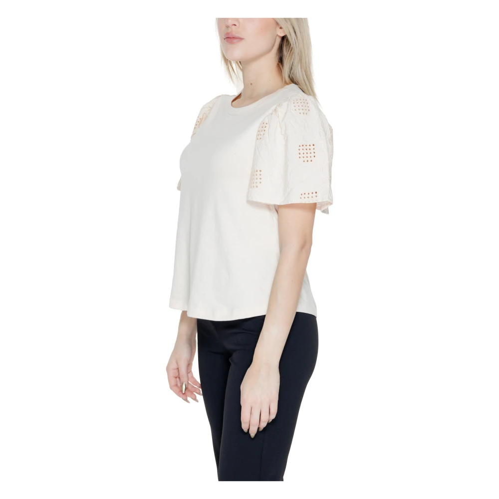 Jacqueline de Yong Zomer T-shirt 100% Katoen White Dames