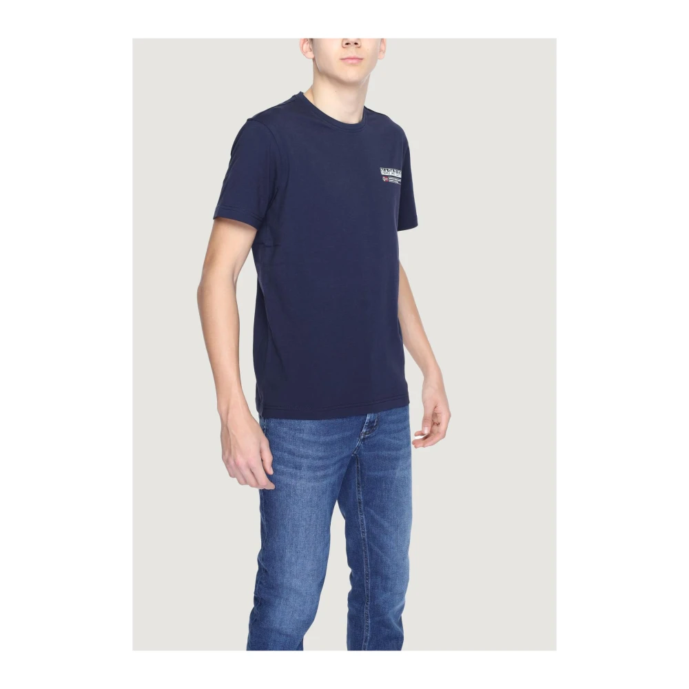 Napapijri Blauw Bedrukt Crew Neck T-Shirt Blue Heren