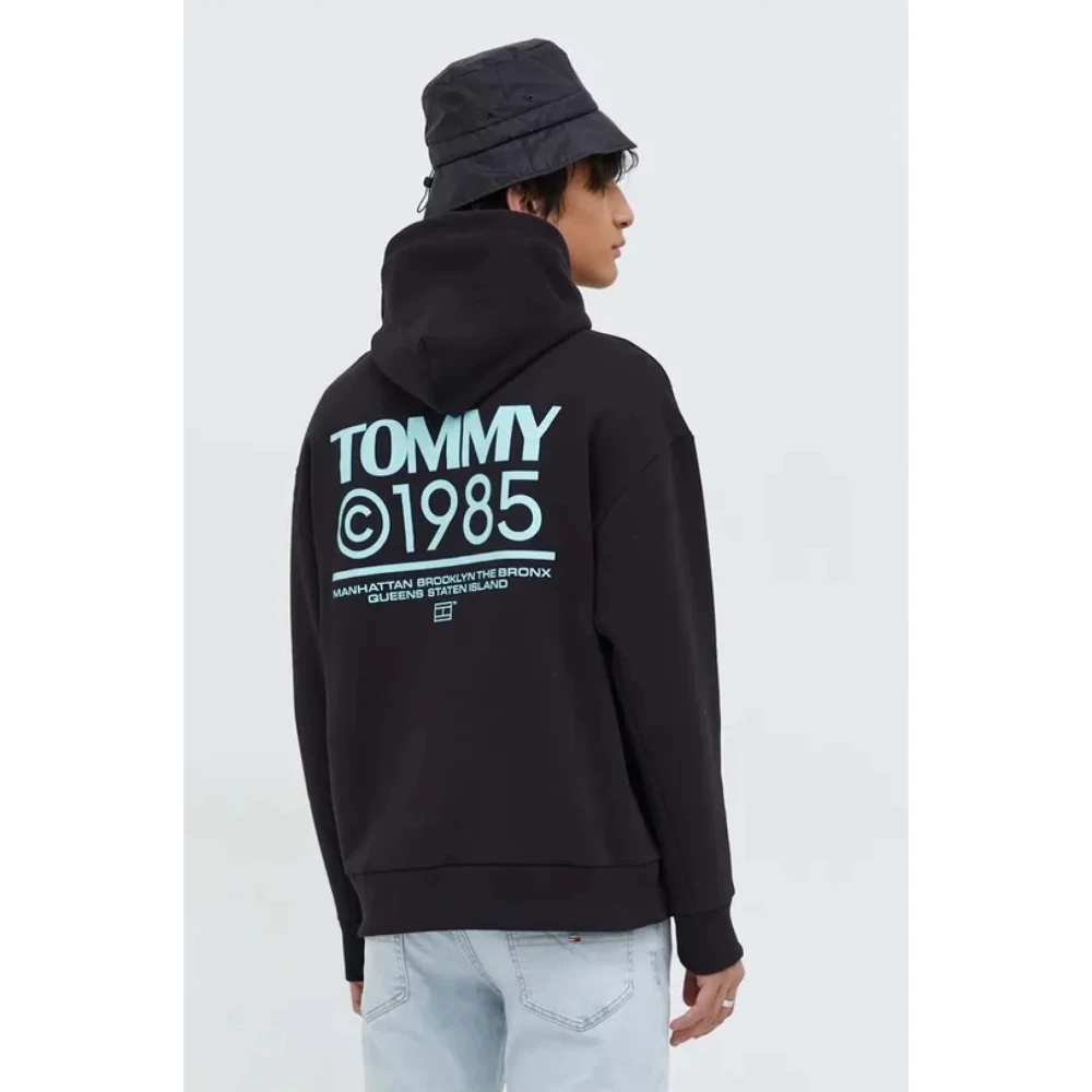 Tommy Jeans Geborduurde logo hoodie Zwart Black Heren