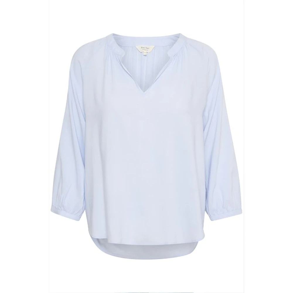 Part Two Blue Blouses, Female, S, Heather Print V-Neck Blouse