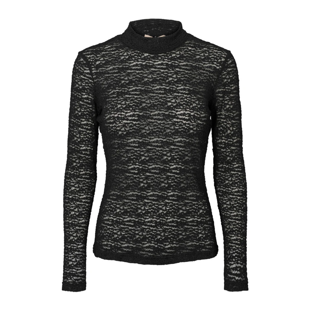 RUE de Femme Zwarte Coltrui Blouse Slim Fit Black Dames