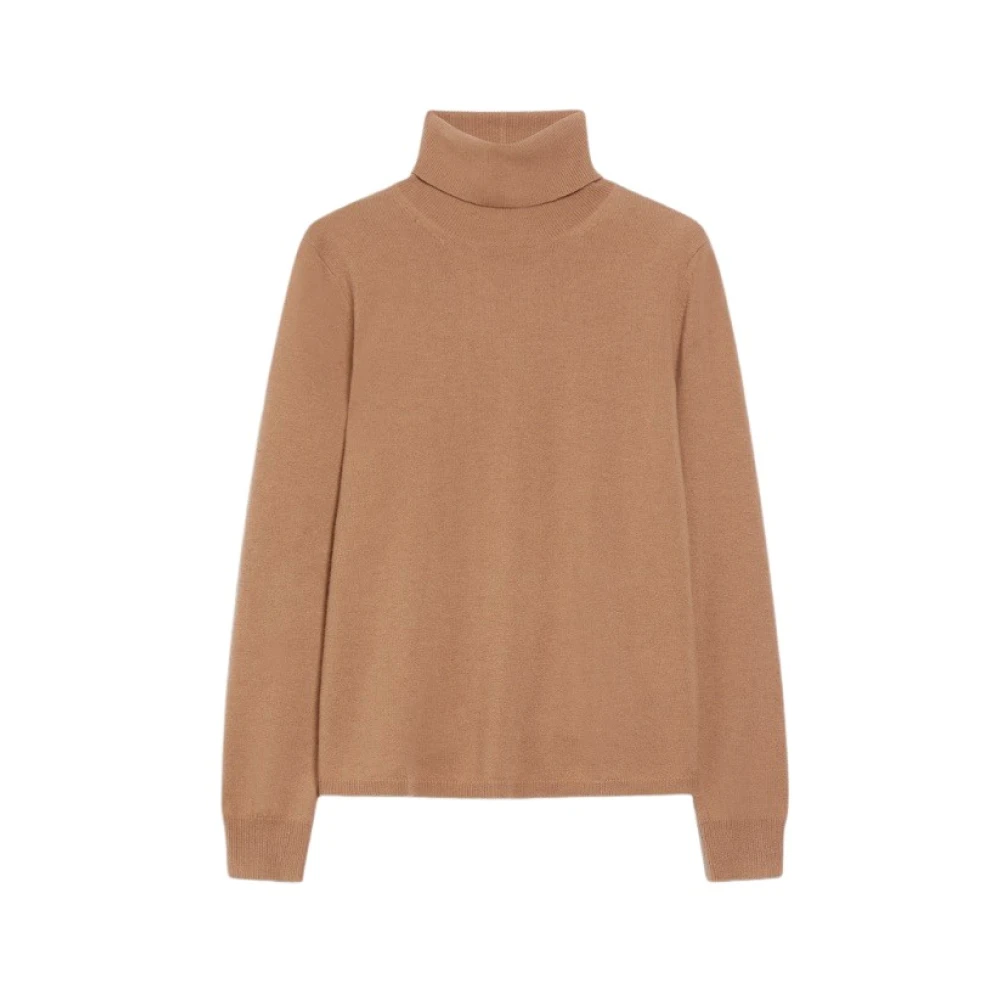 Max Mara Studio Tijdloze Polo Trui in Wol en Kasjmier Beige Dames