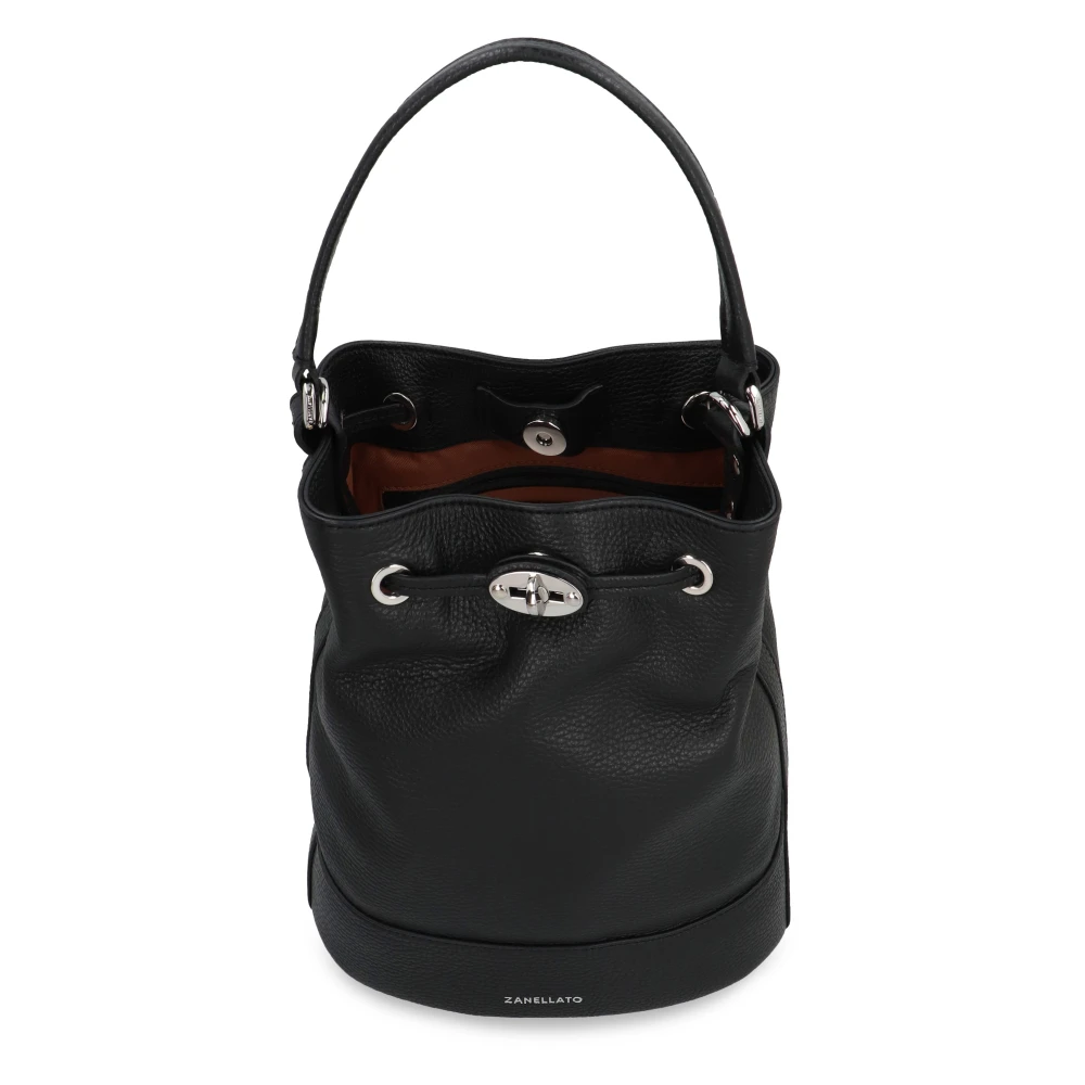 Zanellato Leren Bucket Bag met Handvat Black Dames