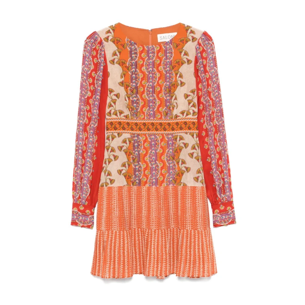 Saloni Papyrus Pillar Mini Jurk Red Dames