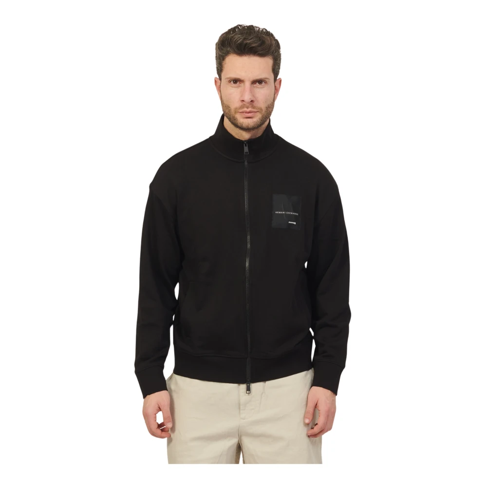Armani Exchange Biologisch Katoen Fullzip Sweater Zwart Black Heren