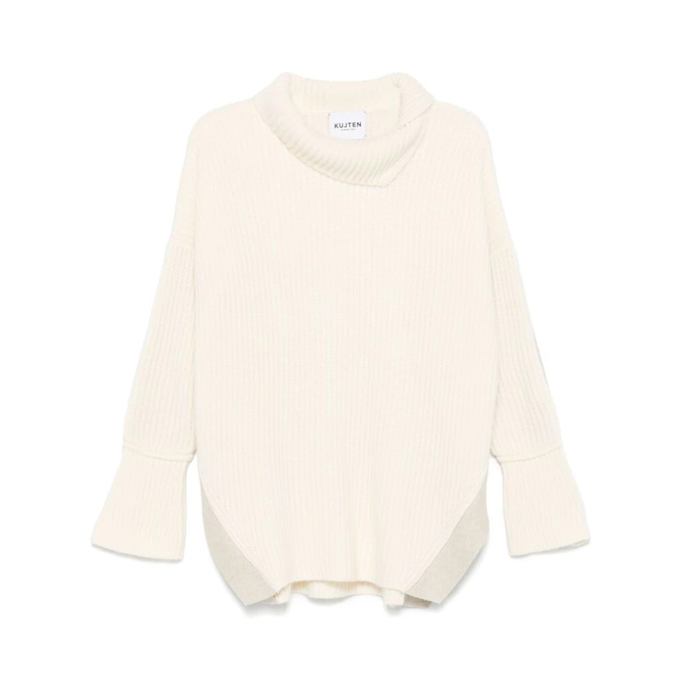 Kujten Cashmere Ribgebreide Trui White Dames