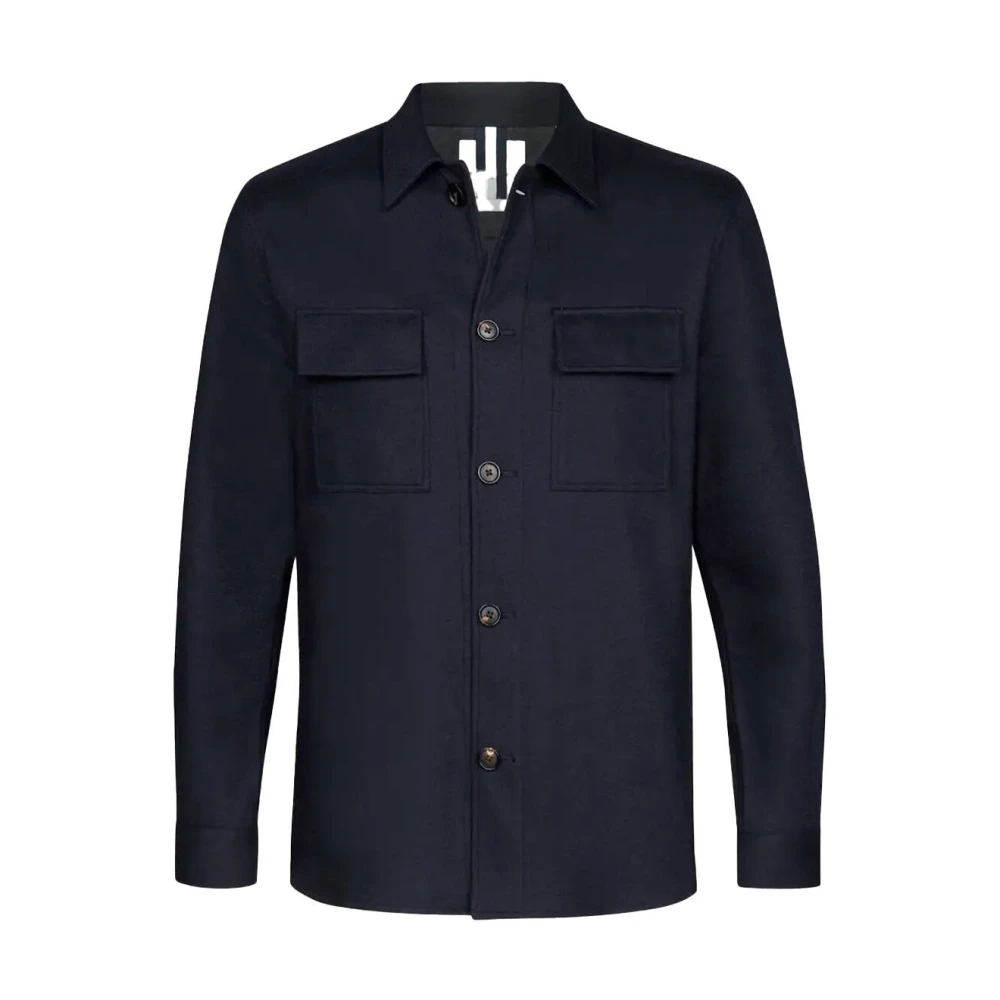 Profuomo Gebreid Navy Overshirt Blue Heren