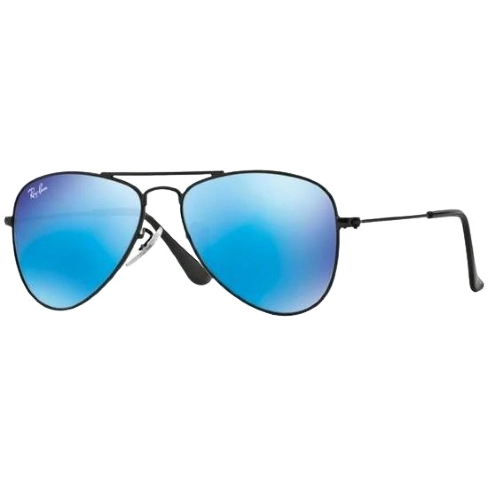 Ray-Ban Boys Blue Sunglasses,, Aviator Junior Mirrored Sunglasses Medium