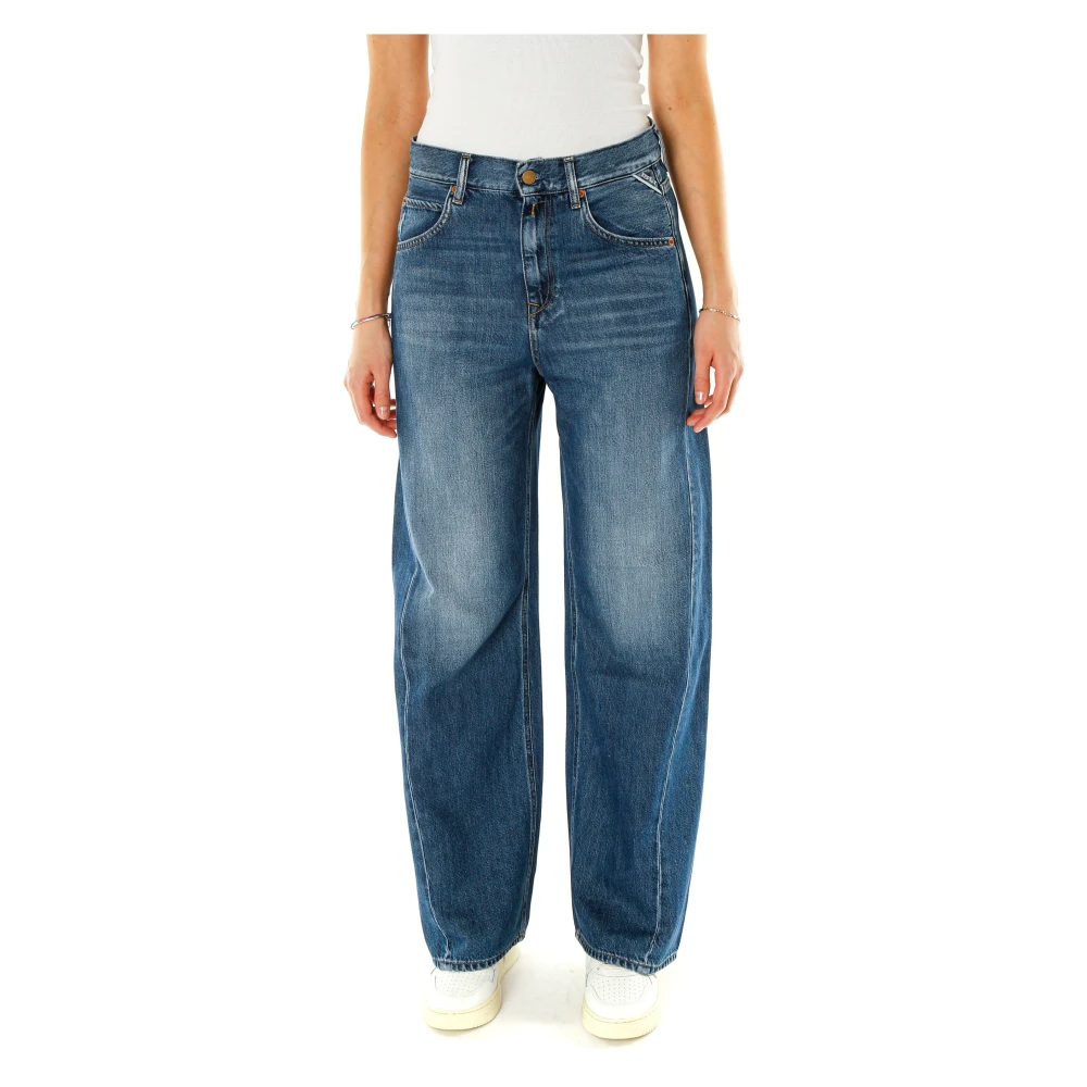Replay Baggy Fit Jeans met Moustache Effect Blue Dames