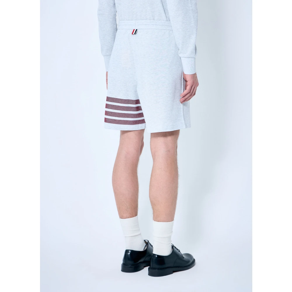 Thom Browne Handtekening Four-Bar Katoenen Shorts Gray Heren