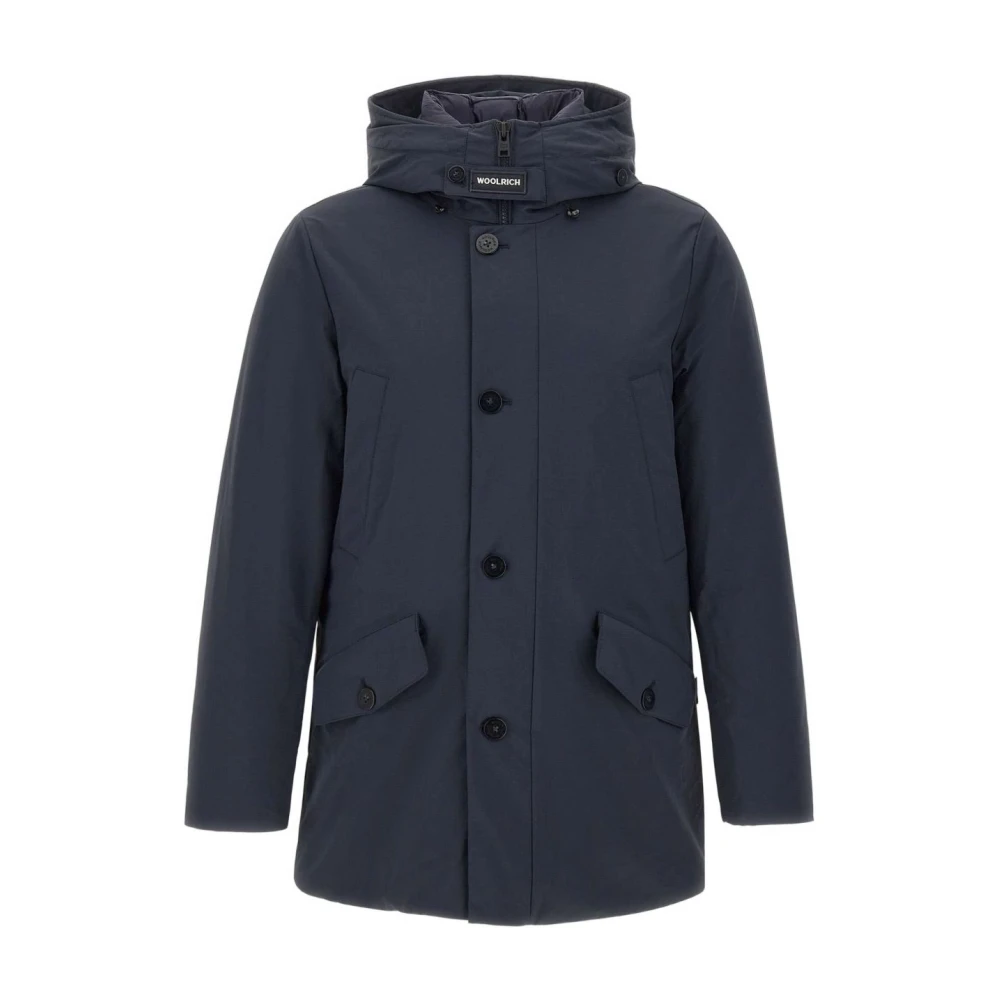 Woolrich Men's Blue Winter Jackets,, Hooded Coat Button Fastening Extra Large