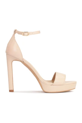 Beige läderplattform stiletto sandaler