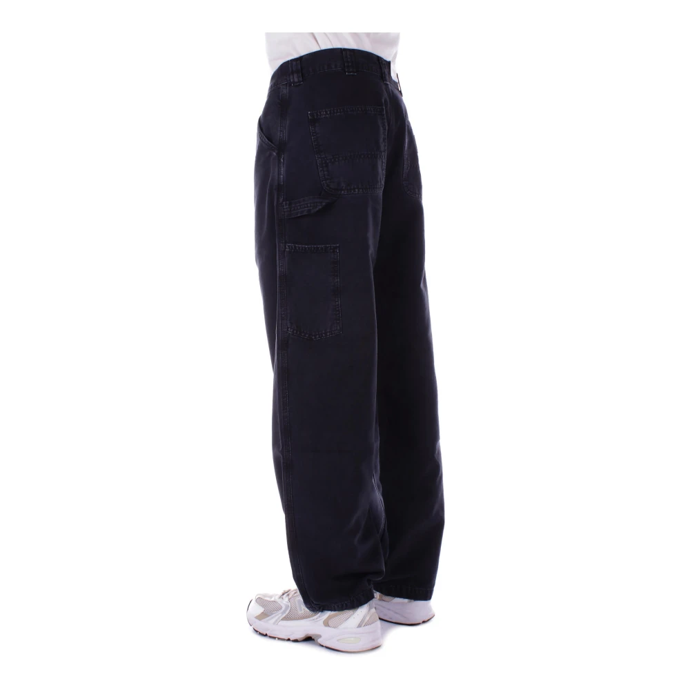 Carhartt WIP Zwarte Logo Broek met Zakken Black Heren