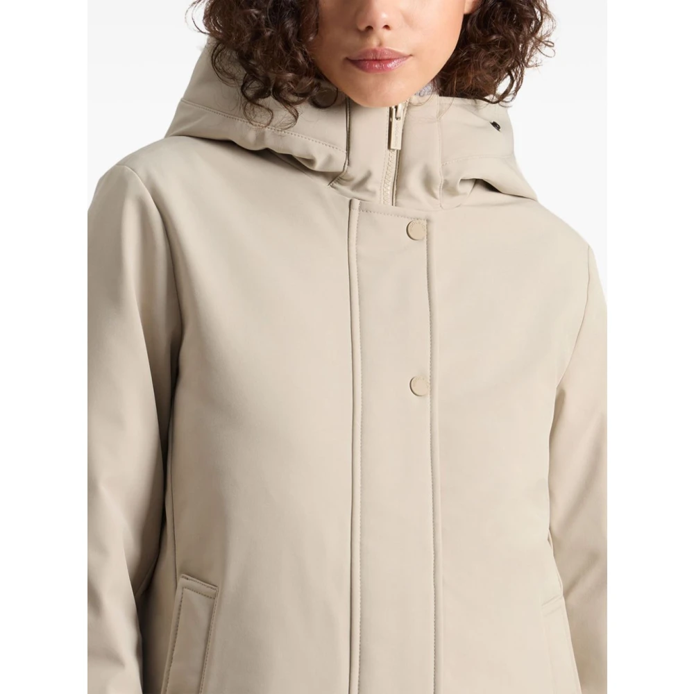 Woolrich Stijlvolle Oxford Tan Parka voor vrouwen Beige Dames