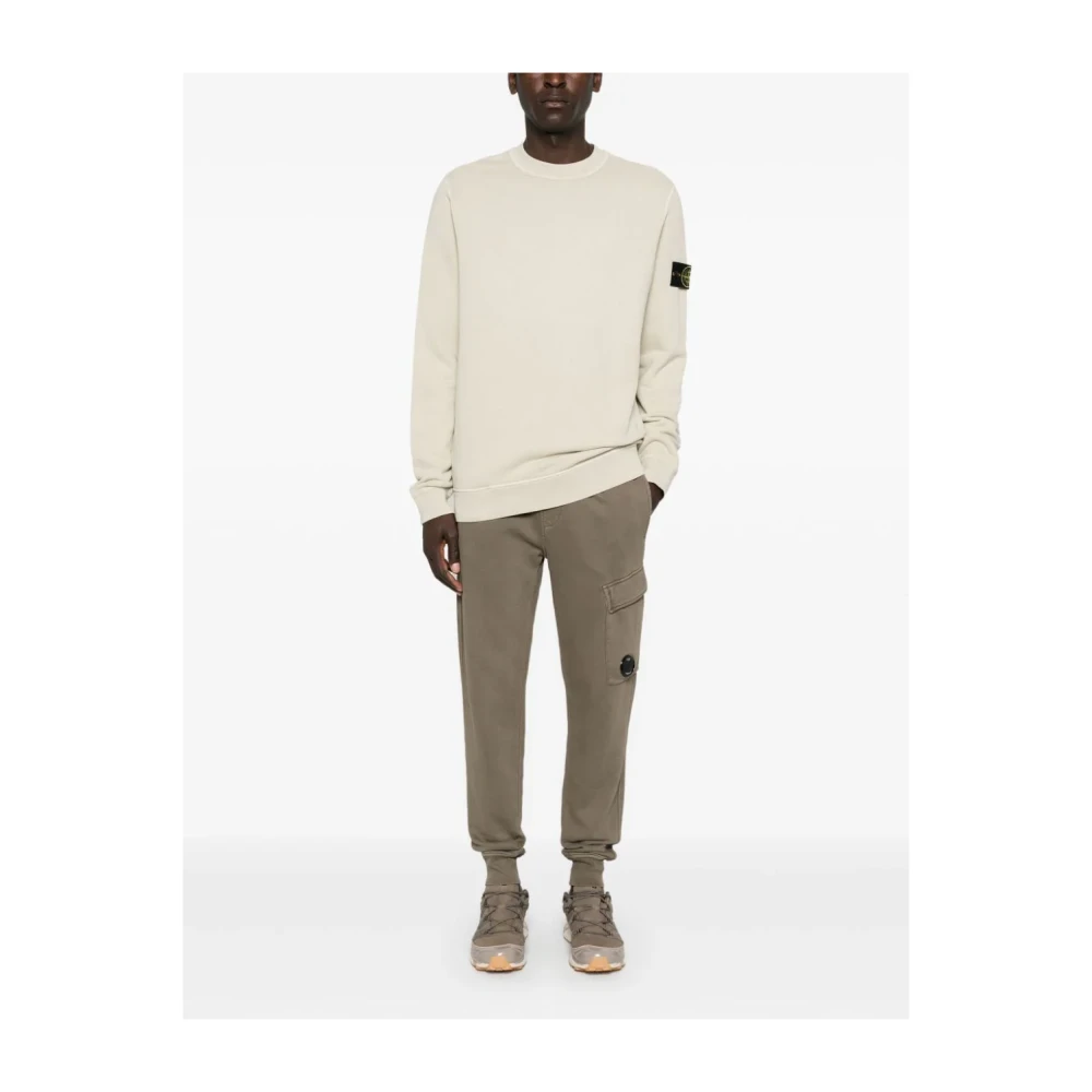 Stone Island Beige Crewneck Sweatshirt met Badge Beige Heren