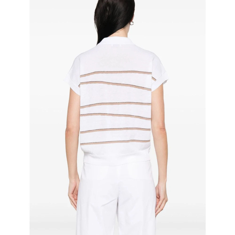 PESERICO Wit Beige T-Shirt Dameskleding White Dames