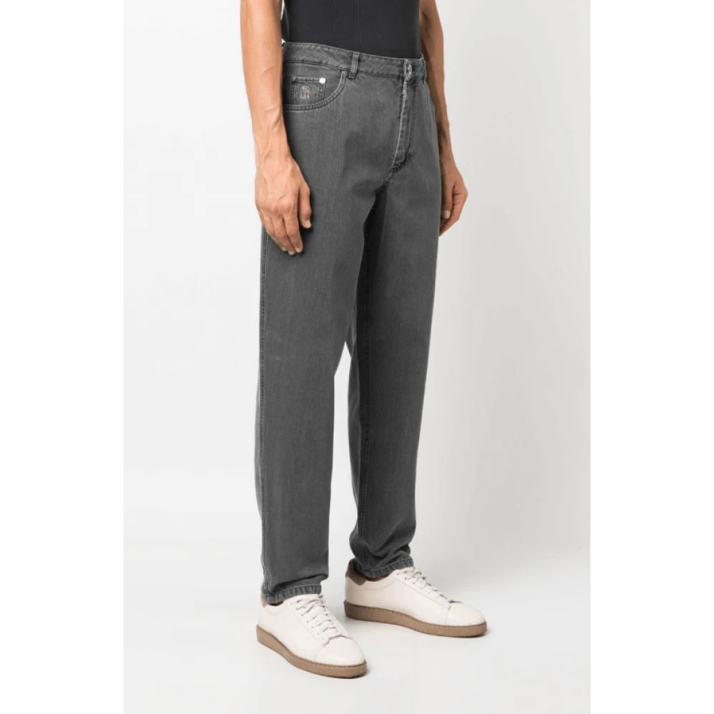 BRUNELLO CUCINELLI Upgrade je denimcollectie met grijze straight-leg jeans Gray Heren