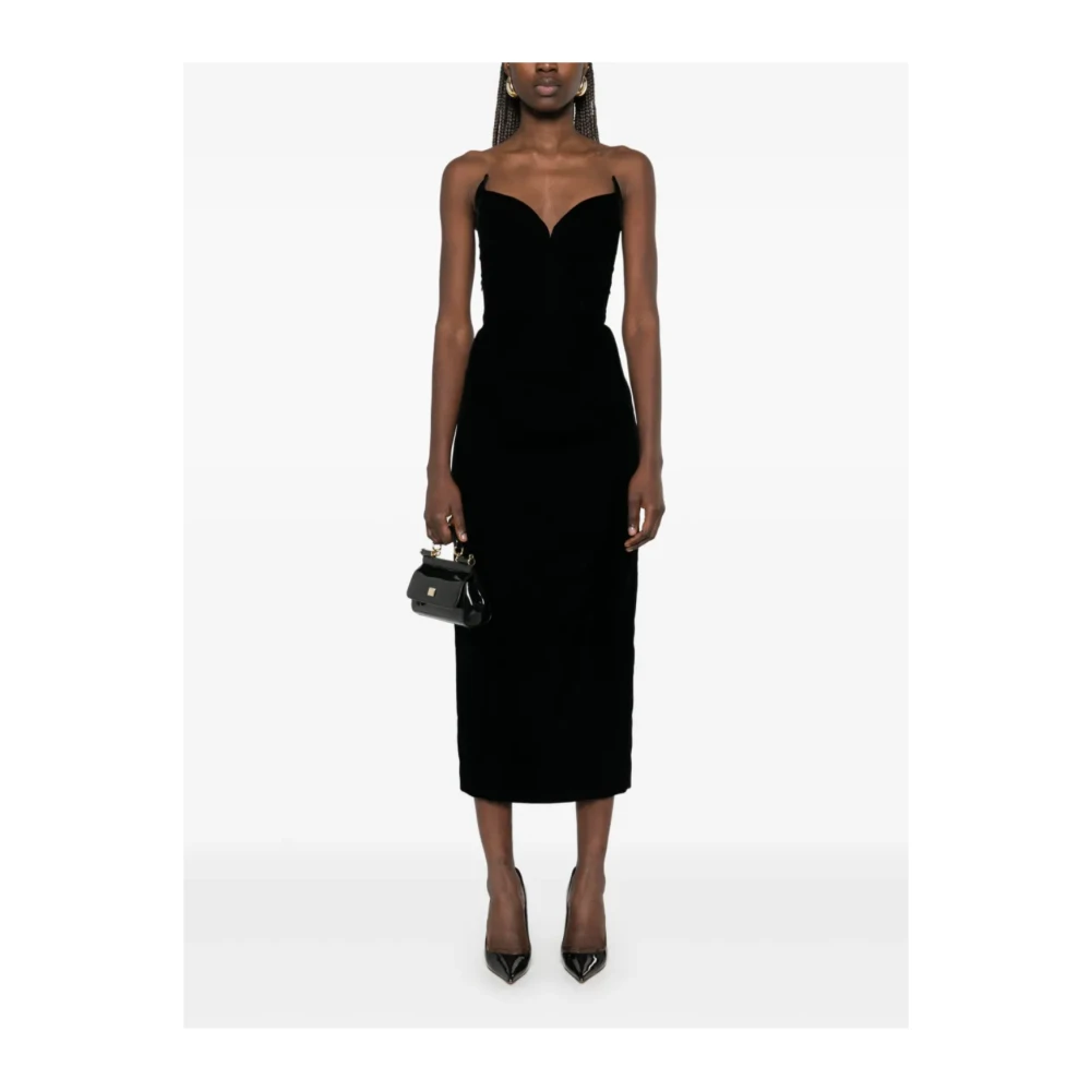 Mugler Zwart Fluweel Jurk Elegante Stijl Black Dames