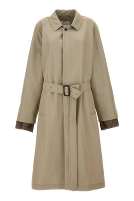 Lång enkelknäppt trenchcoat