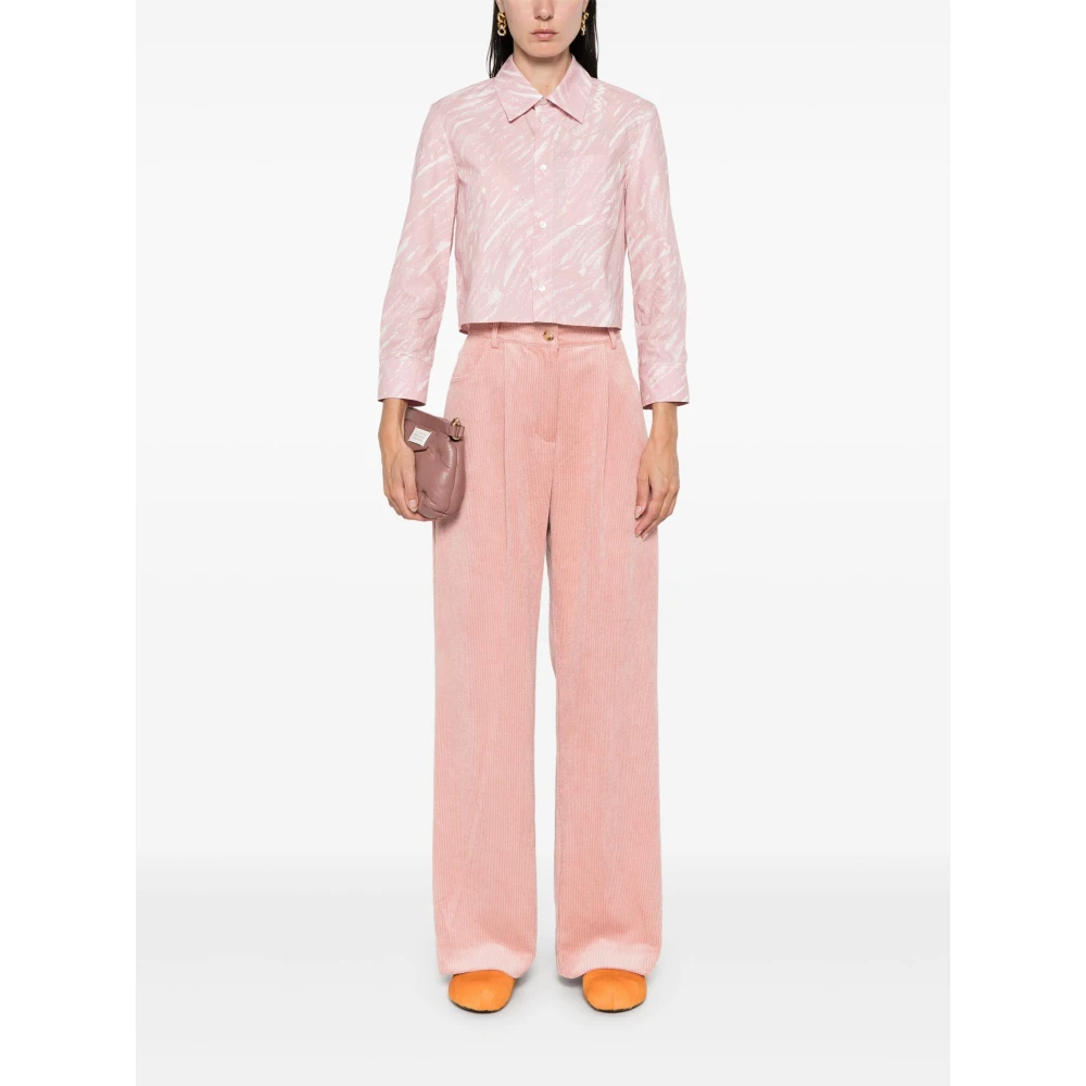 Marni Abstract Print Katoenen Overhemd Pink Dames
