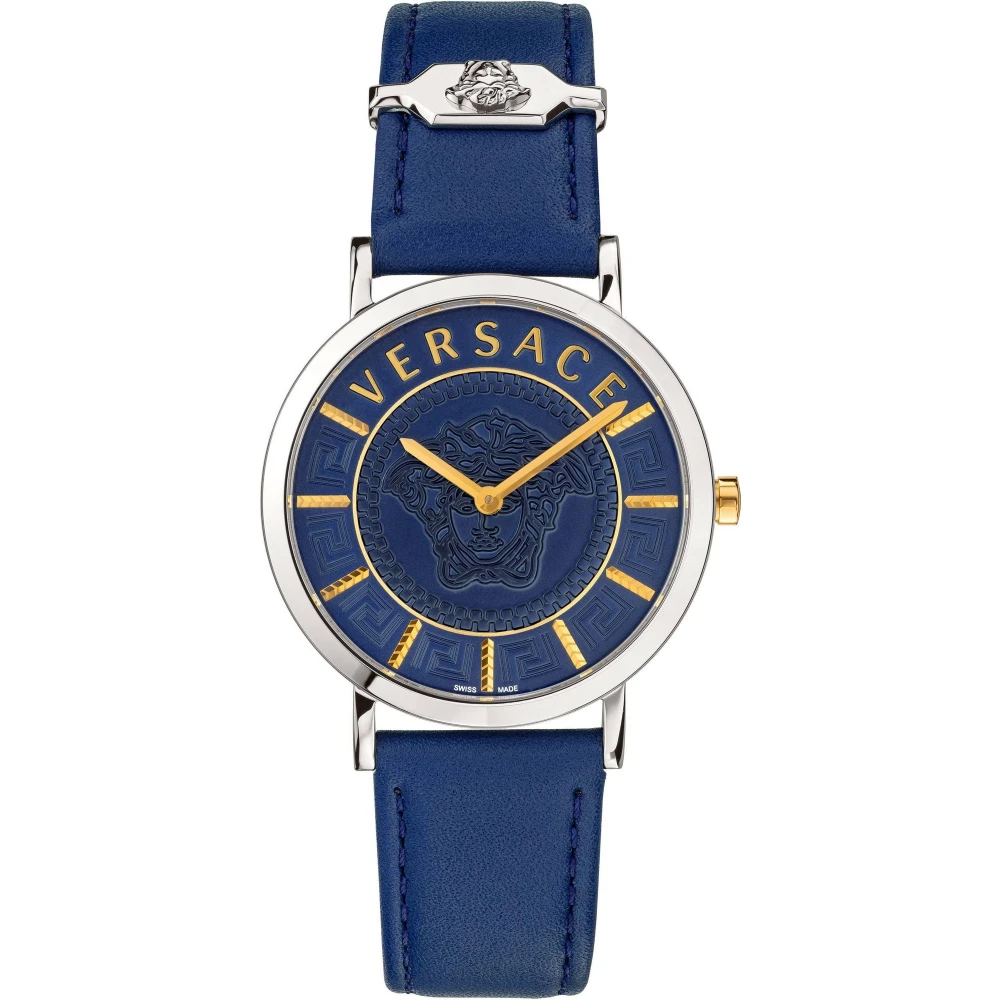 Versace Women's Gray Watches, One Size, Modern Timepiece V-Essential Silver Leather