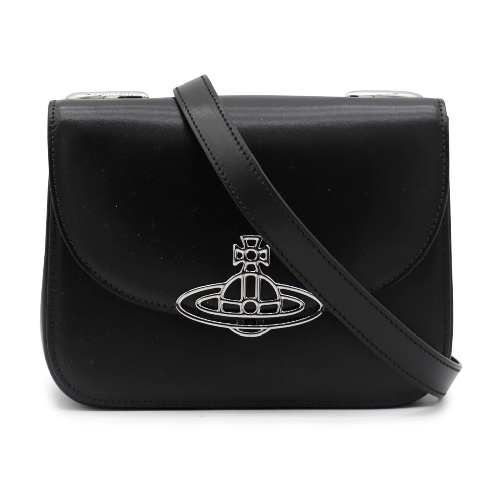 Vivienne Westwood Zwarte leren schoudertas met Orbs Black Dames