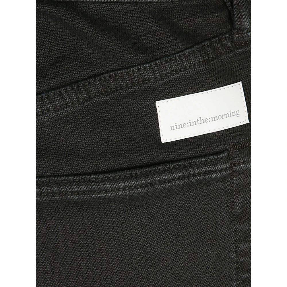 Nine In The Morning Zwarte Katoenen Denim Jeans Rechte Snit Black Heren