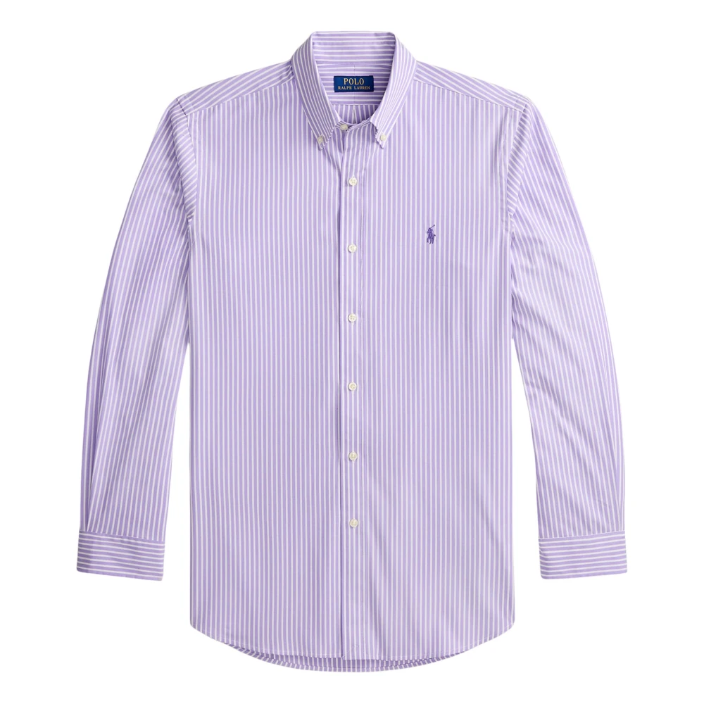 Ralph Lauren Men's Purple Casual Shirts, L, Striped Logo Shirt
