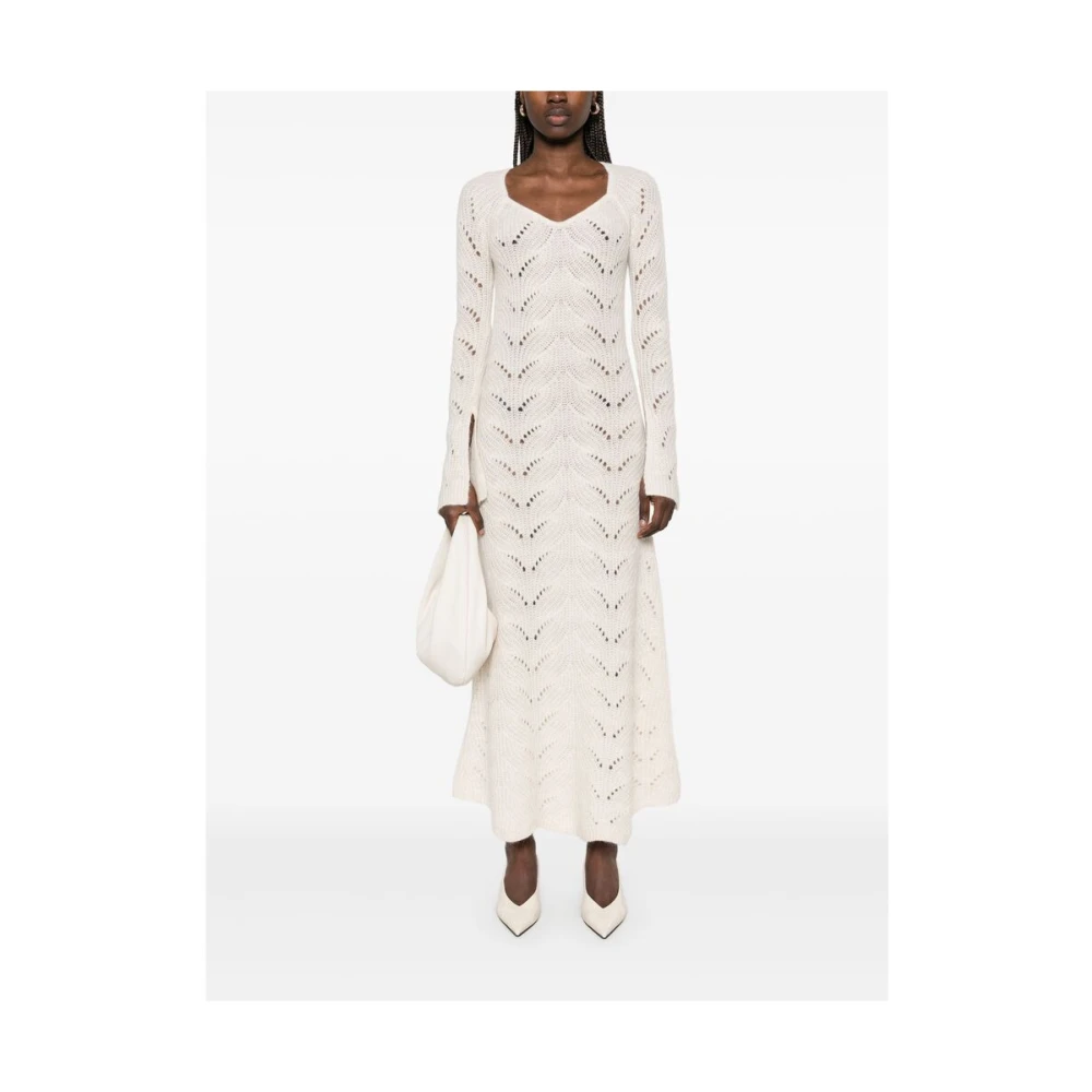 The Garment Beige Jurk met Scoop Neck en Split Cuffs White Dames