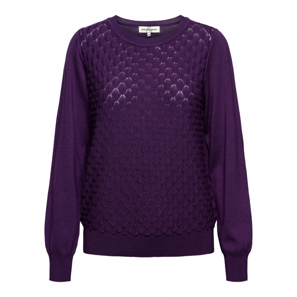 &Co Woman Paarse Gebreide Trui met 3D-structuur Purple Dames