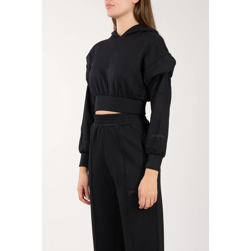 Hinnominate Cropped hoodie met bedrukt logo Black Dames