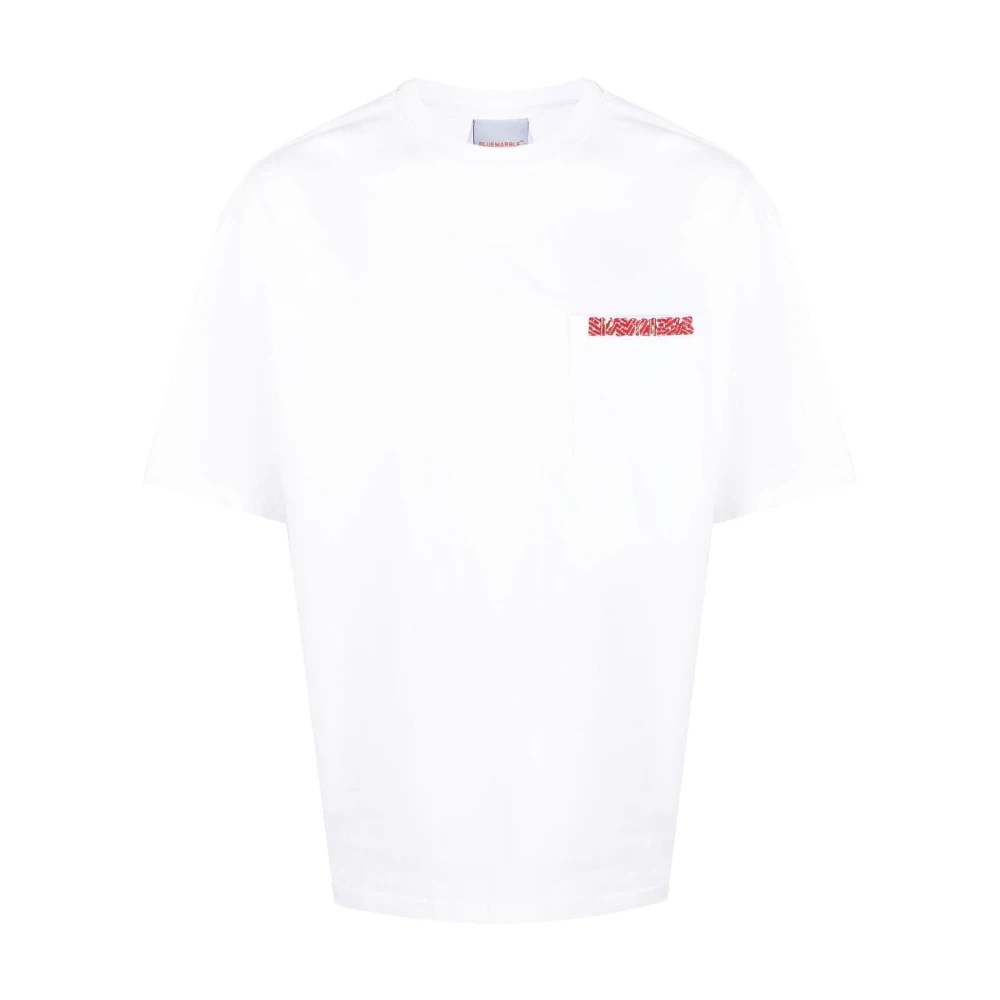 Bluemarble Geborduurd Logo Wit T-shirt White Heren