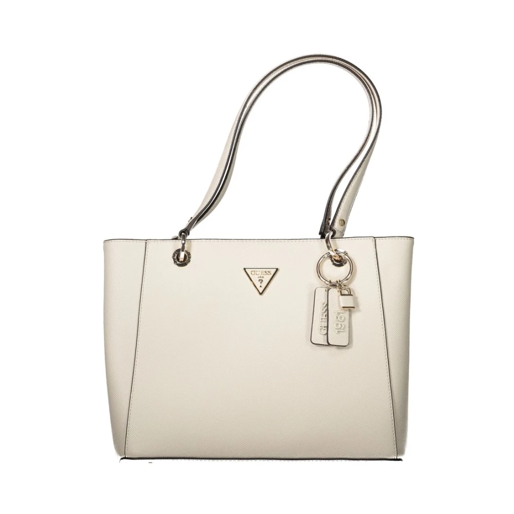 Guess Women's Beige Handbag With Polyethylene Material - Shopping Bags - One Size - Bags