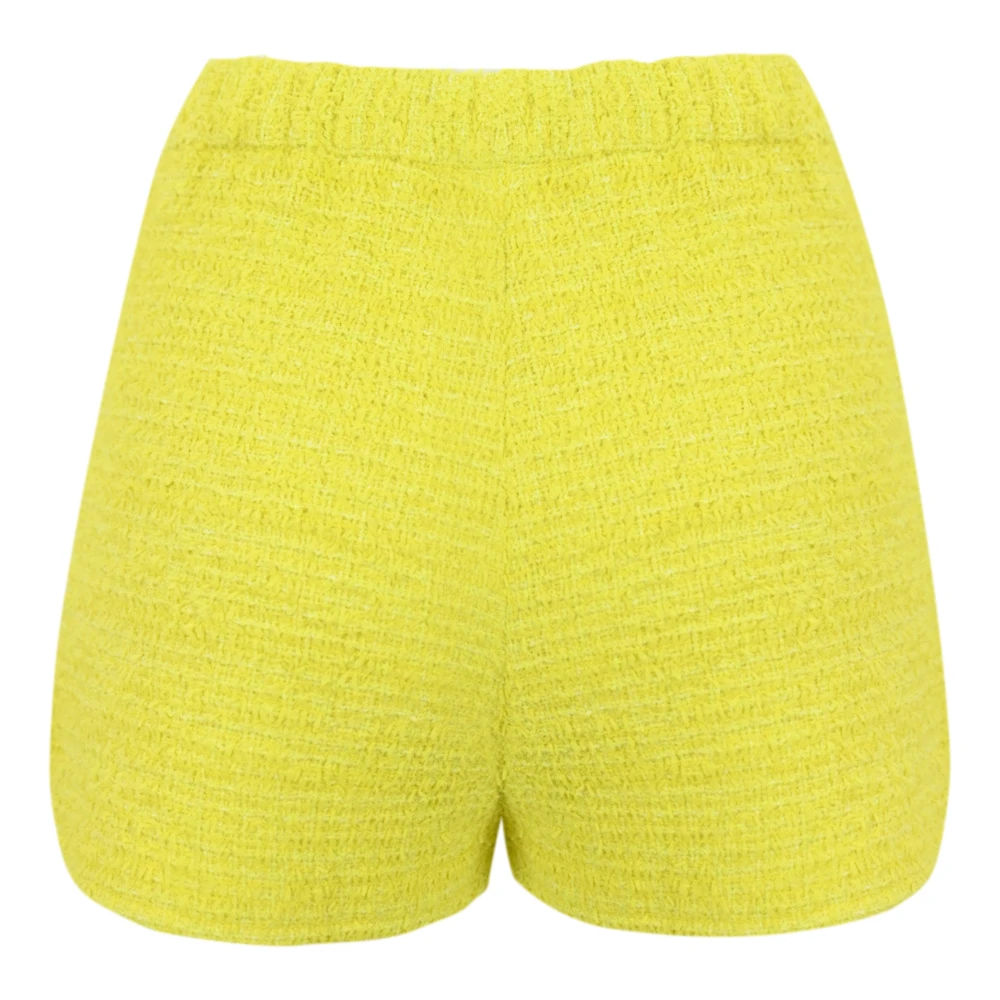 Elisabetta Franchi Gele Tweed Shorts met Gouden Ketting Yellow Dames