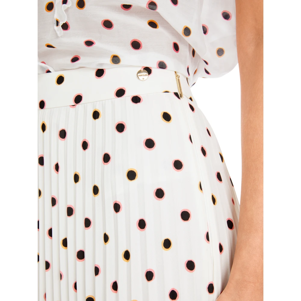 Marc Cain Maxi Plooirok met Polka Dot Print White Dames